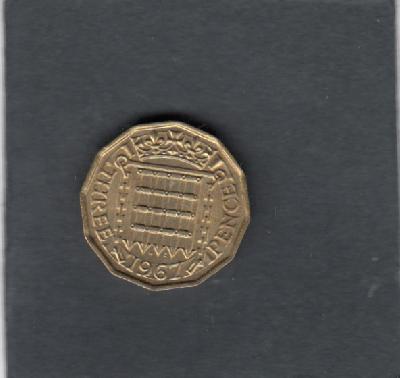 Beschrijving: 3 Pence ELIZABETH II